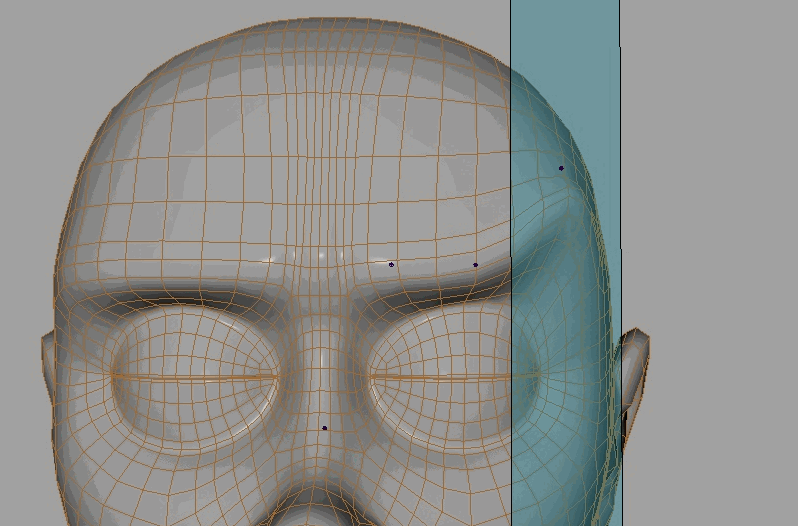 A cartoon human face with the eye brow moving up and down from inside to outside, lifting up in order.